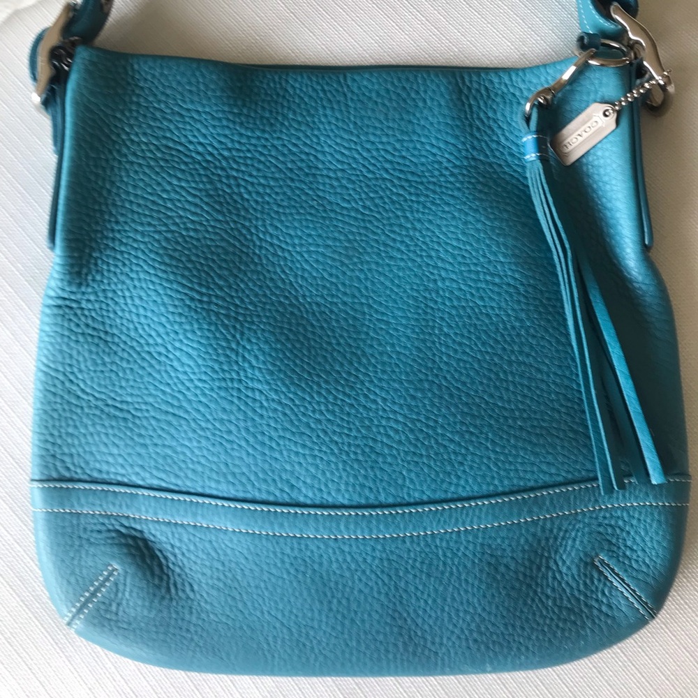 Coach Vintage Legacy Leather Slim Duffle Shoulder Crossbody Purse Blue 1427 Y2K - Picture 13 of 16